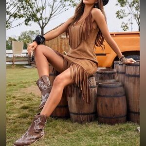 Boho fringe detail dress